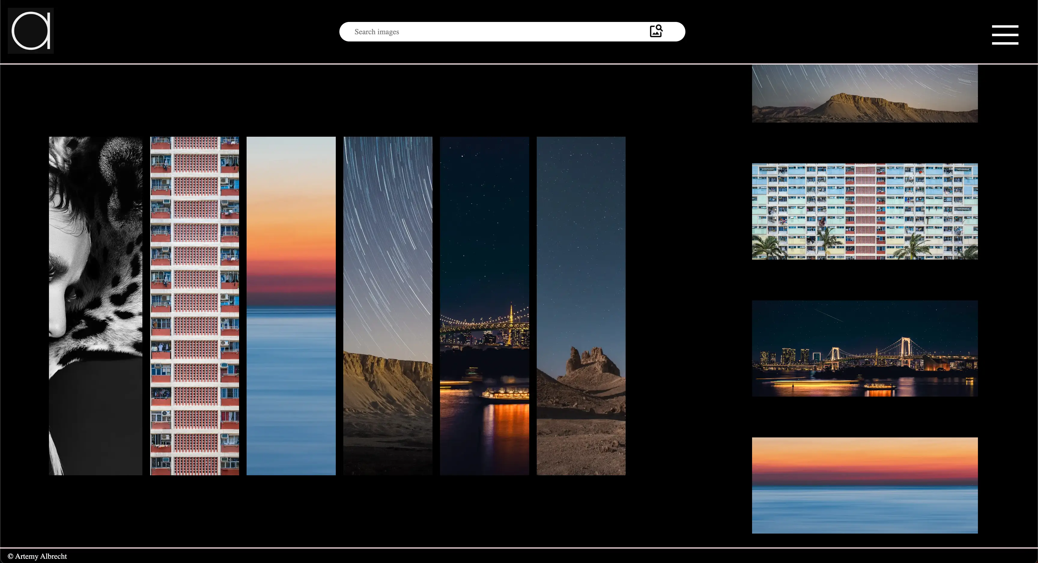Picture of website for an image gallery